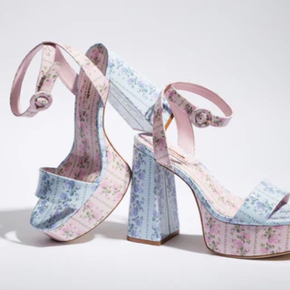 Loveshackfancy Pastel Floral Platform Sandals